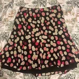 Pink,White, And Black polkadot silk skirt